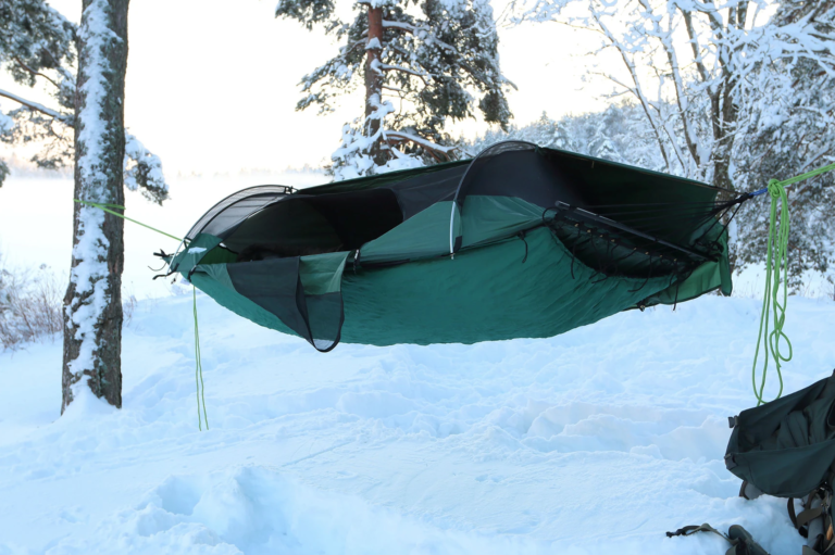 hammock in the snow with an underquilt