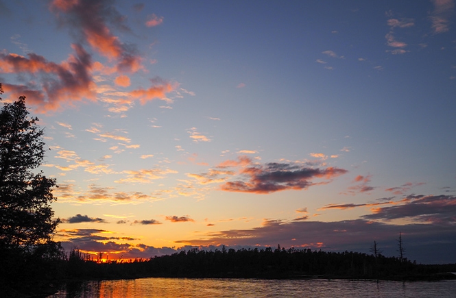 sunset over a lake in the Boundary Waters Canoe Area Wilderness